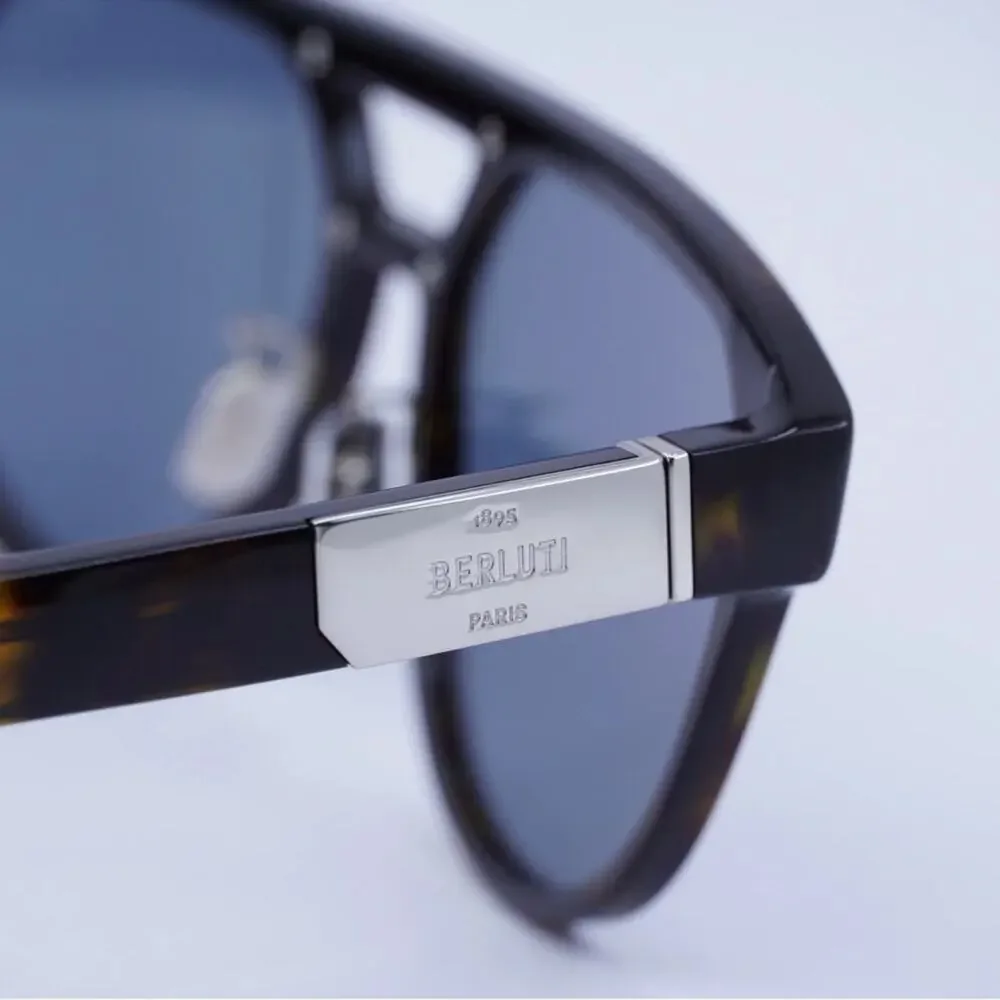 New! Berluti BL40002U 52V Sunglasses with Blue Lenses, Authentic
